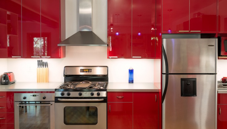 red kitchen cabinets 