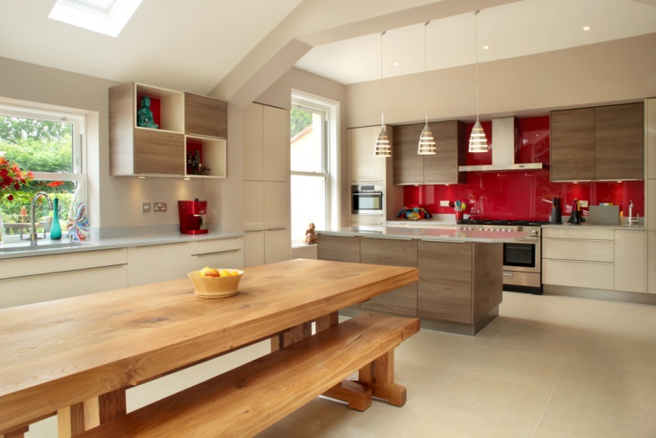 modern red kitchen cabinets 