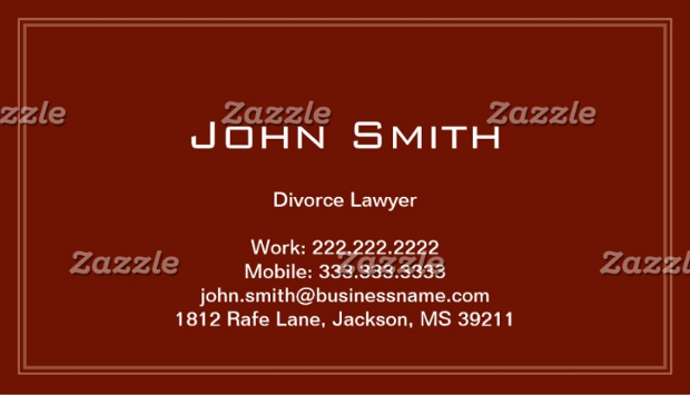 divorce lawyer business card