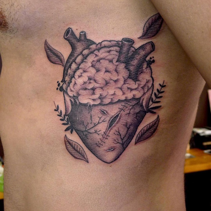brain and heart tattoo idea