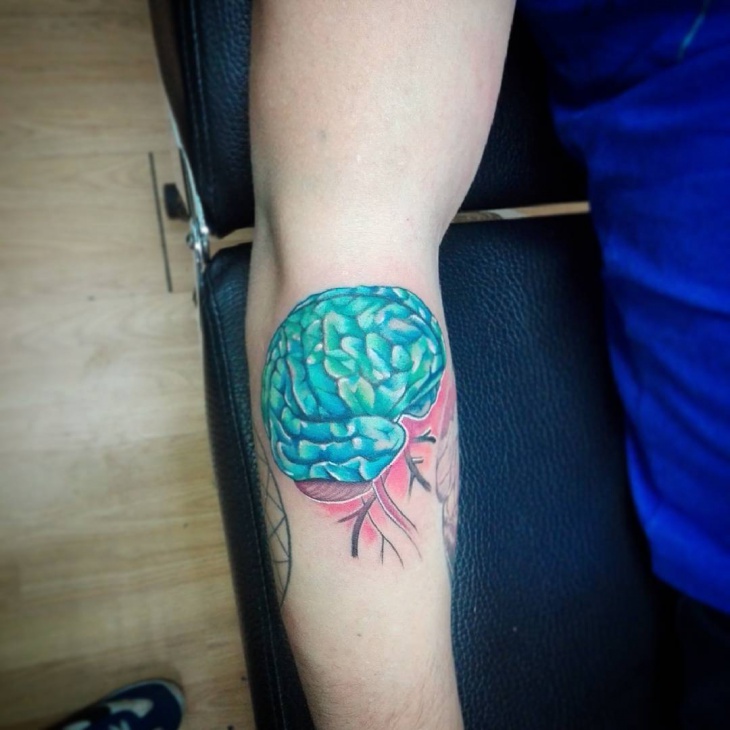 blue brain tattoo idea