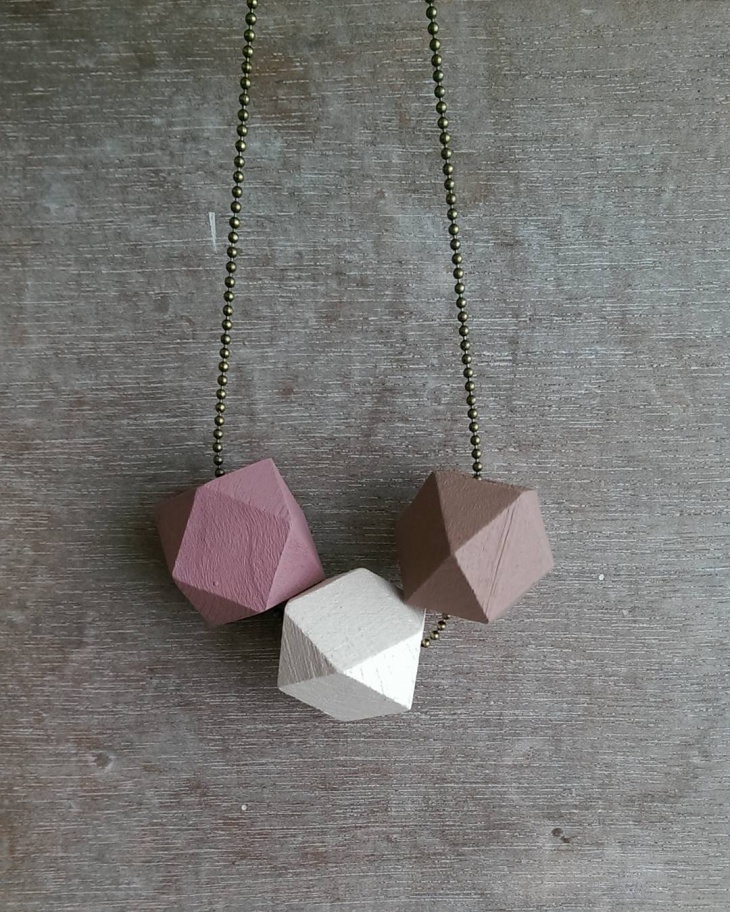 geometric wooden bead necklace