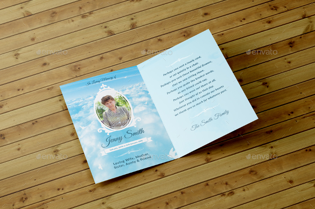 peace funeral thank you card template