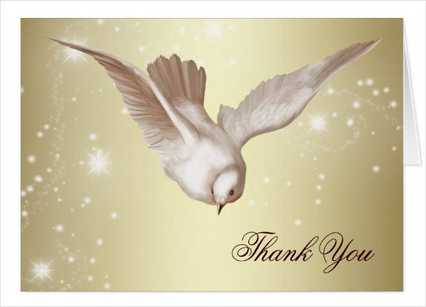 elegant dove funeral thank you cards