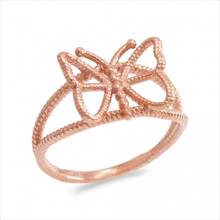 rose gold butterfly ring