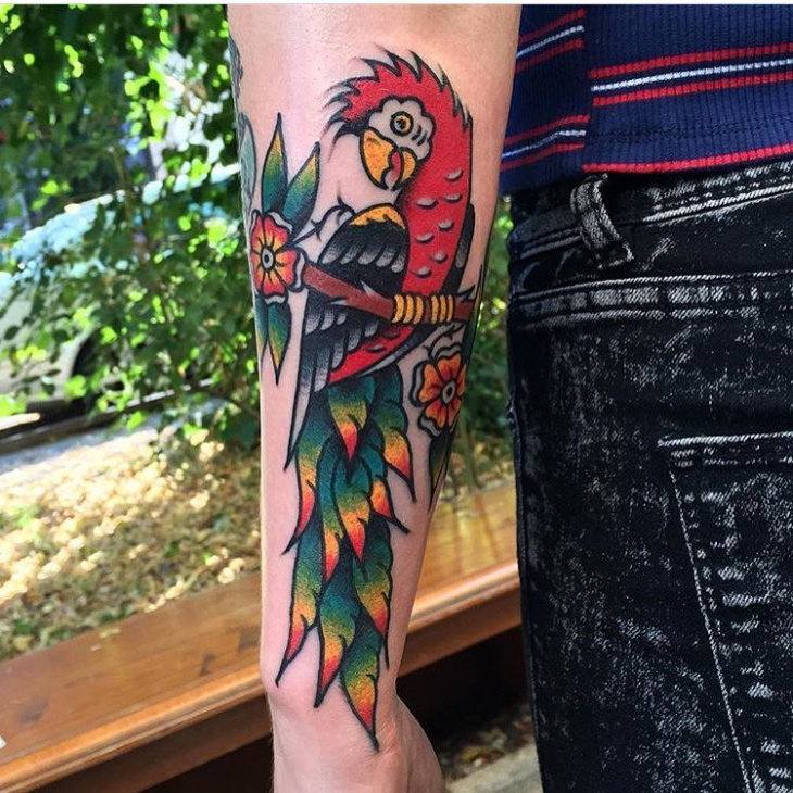 traditional parrot tattoo