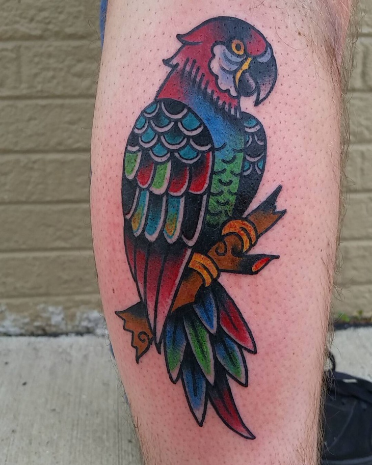 geometric parrot tattoo