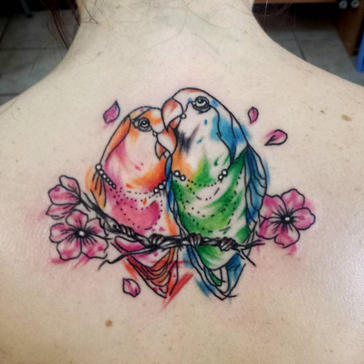 watercolor parrot tattoo idea
