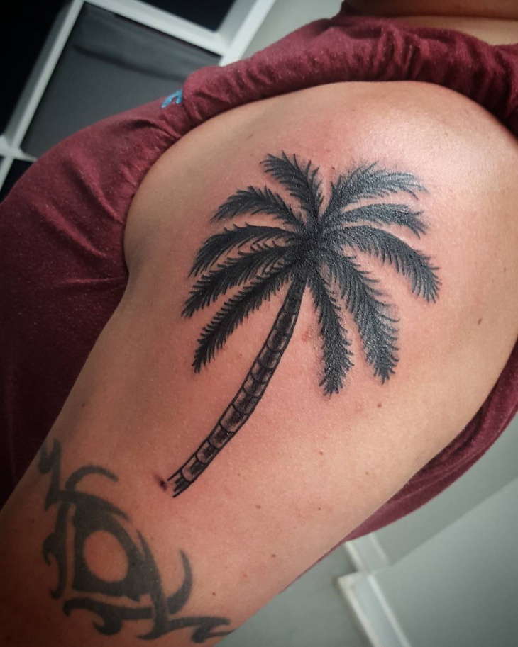 palm tree sleeve tattoo design