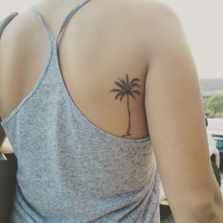 back palm tree tattoo design