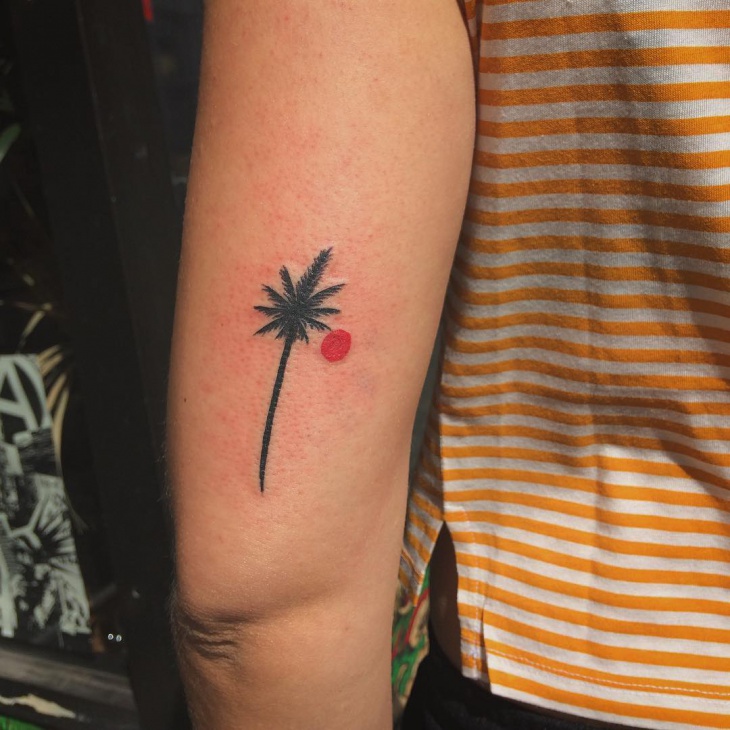 half sleeve palm tree small tattoo
