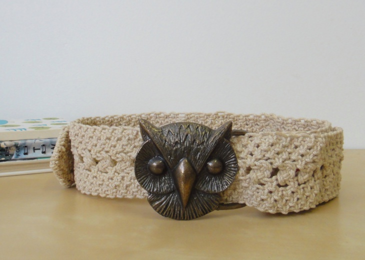 owl buckle crochet belt