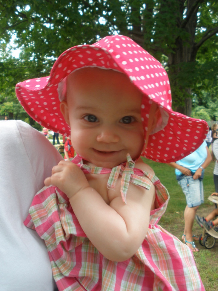 red and white polka dot hat