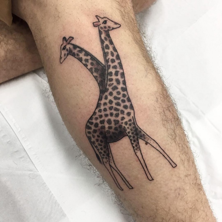 giraffe pair tattoo design