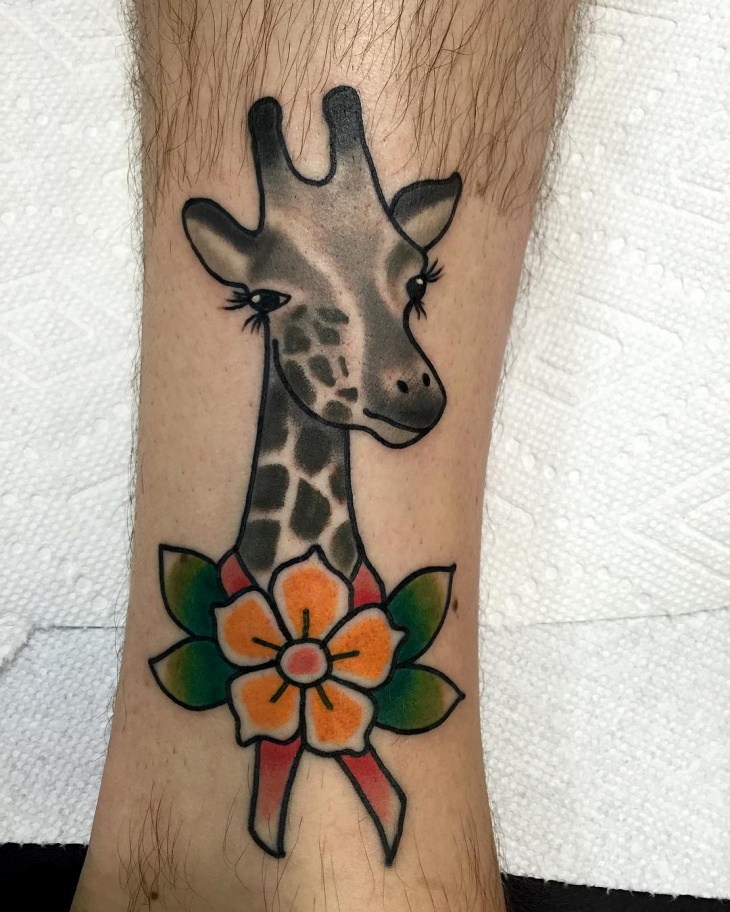 flower with giraffe tattoo