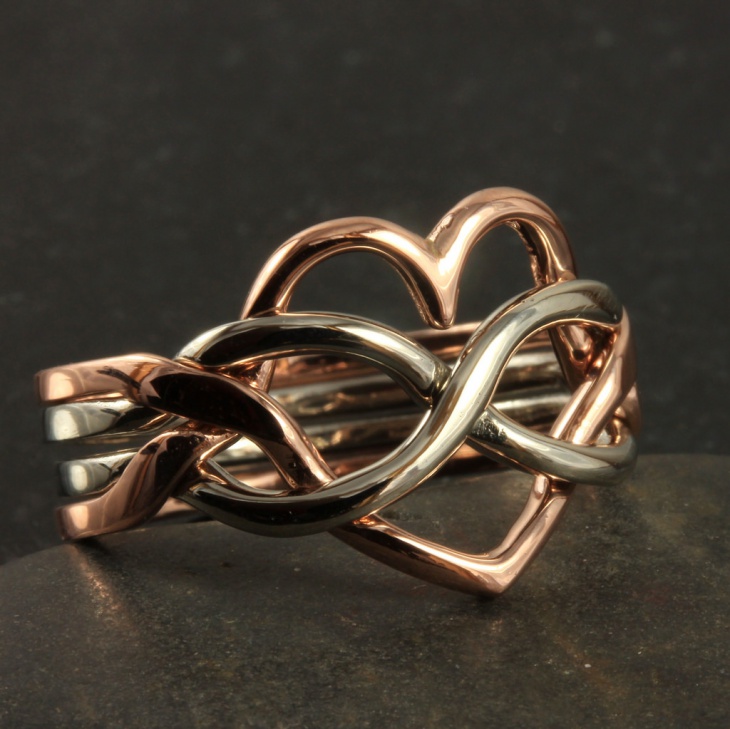 rose gold heart shape ring