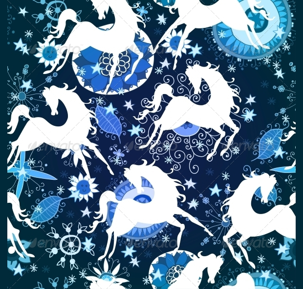 blue and white horse pattern