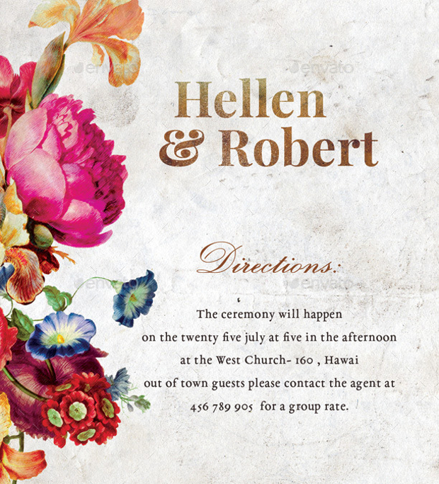wedding floral invitation card