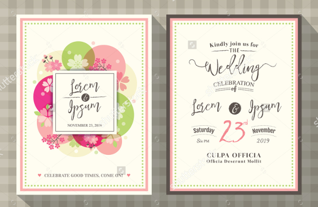 cherry blossom wedding invitation card
