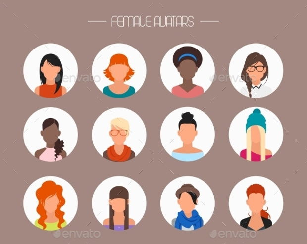 female avatar icons set
