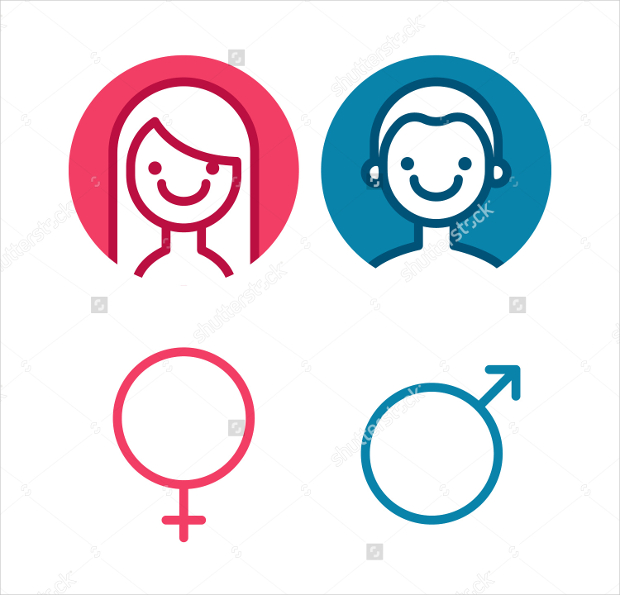 vector male and female icon set