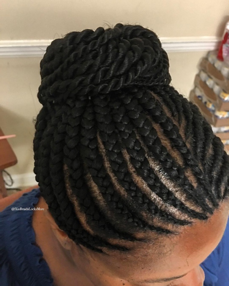 afro weave knot bun hair