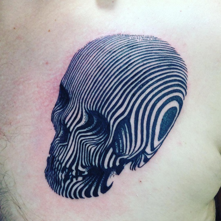 skull optical illusion tattoo