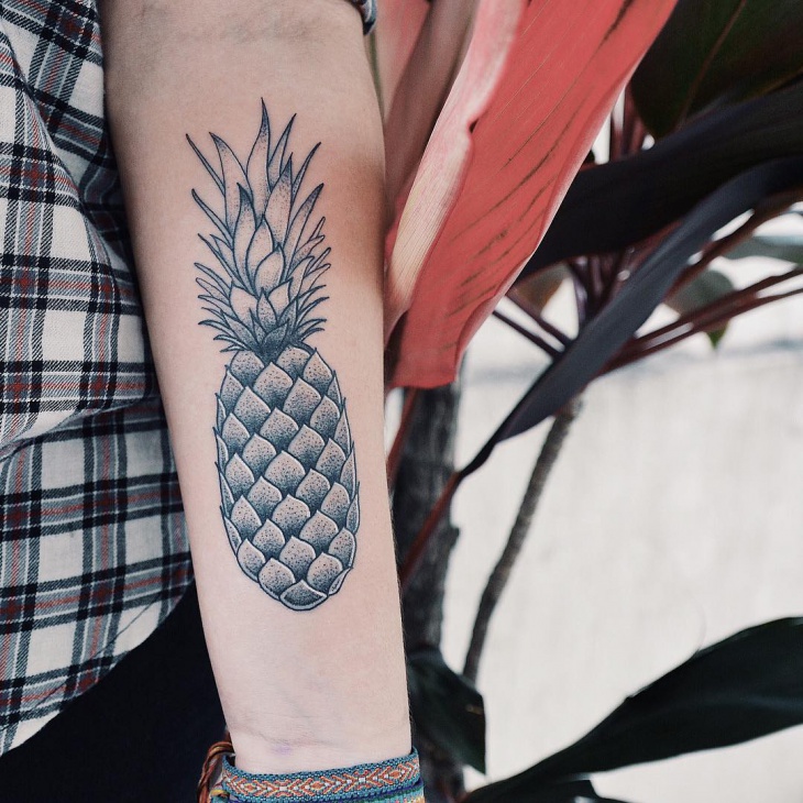 black work pineapple tattoo