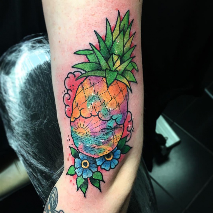 traditional pineapple tattoo design