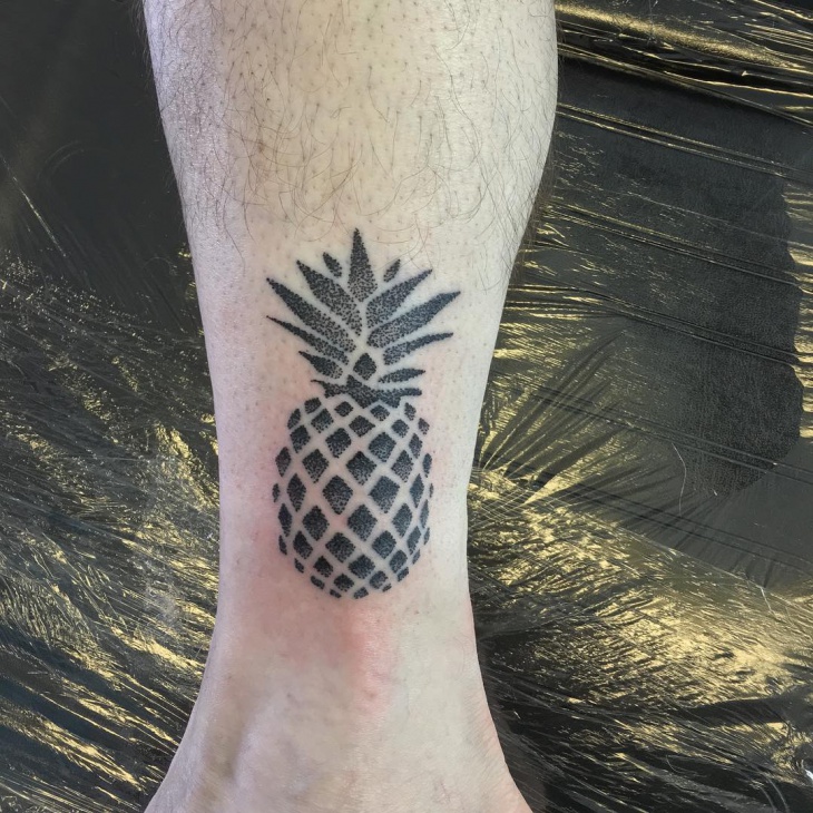 dot work pineapple fruit tattoo