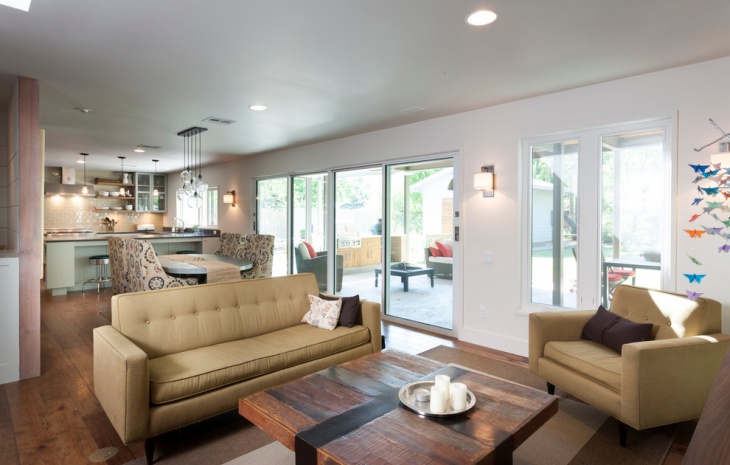 contemporary kitchen living room design 