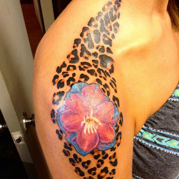 flower cheetah print tattoo for women