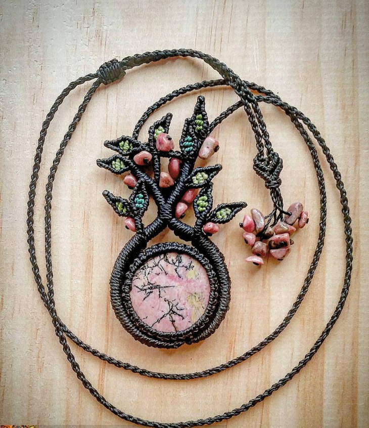 handmade rhodonite pendant necklace