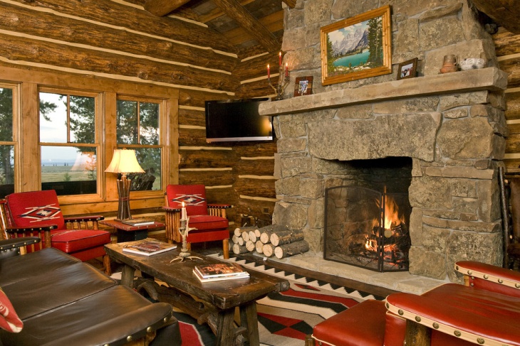 oak living room cabin 