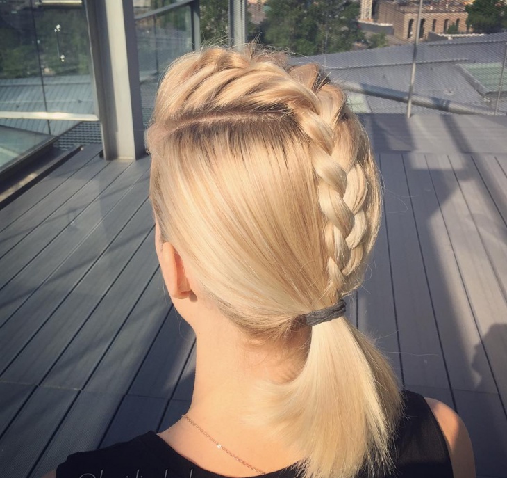 center french braid ponytail