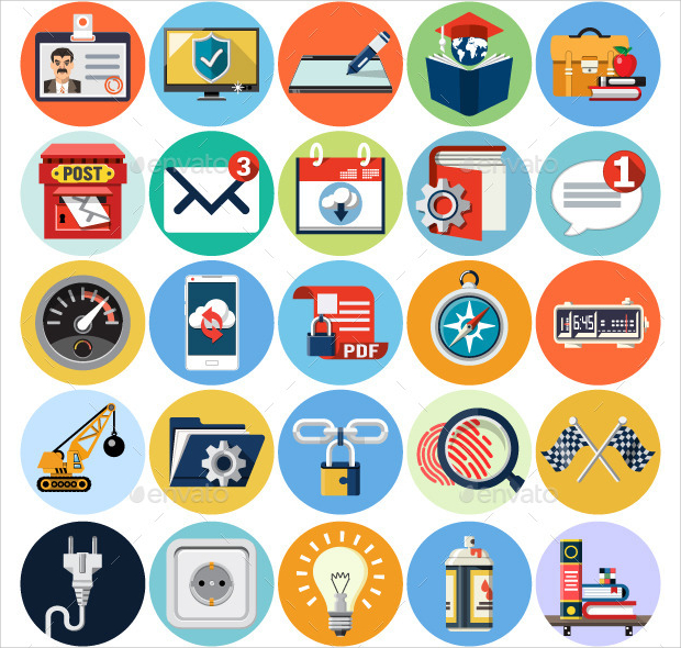rounded flat social medial icons