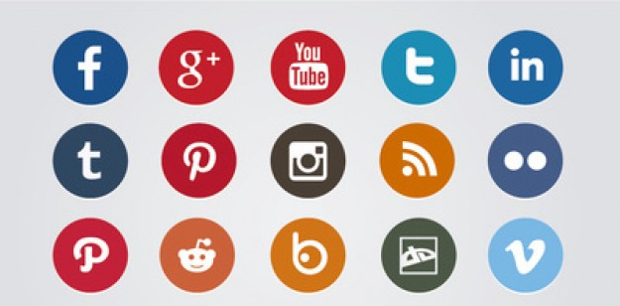 colored social media circle icons
