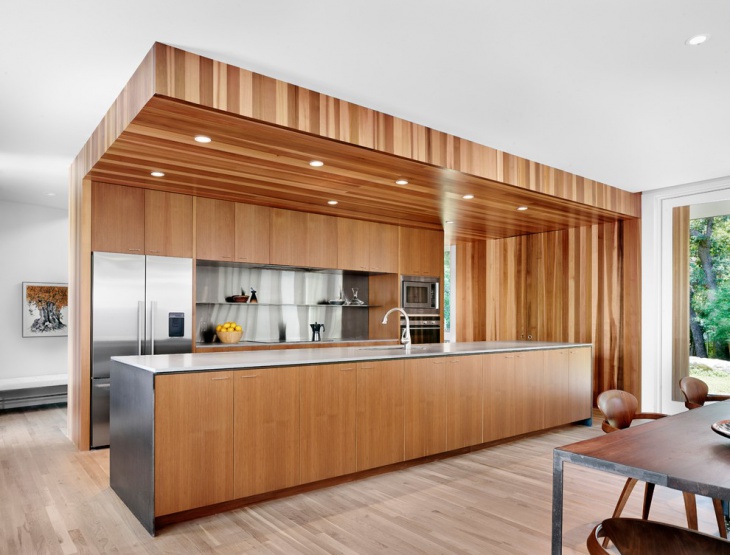 rectangular wooden kitchen design 