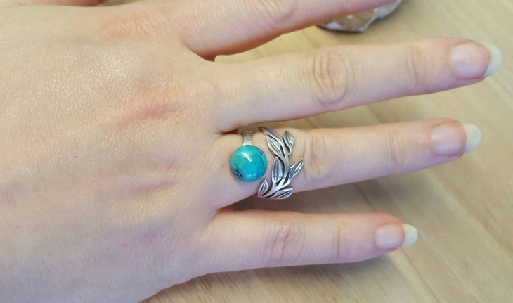 turquoise leaf ring design