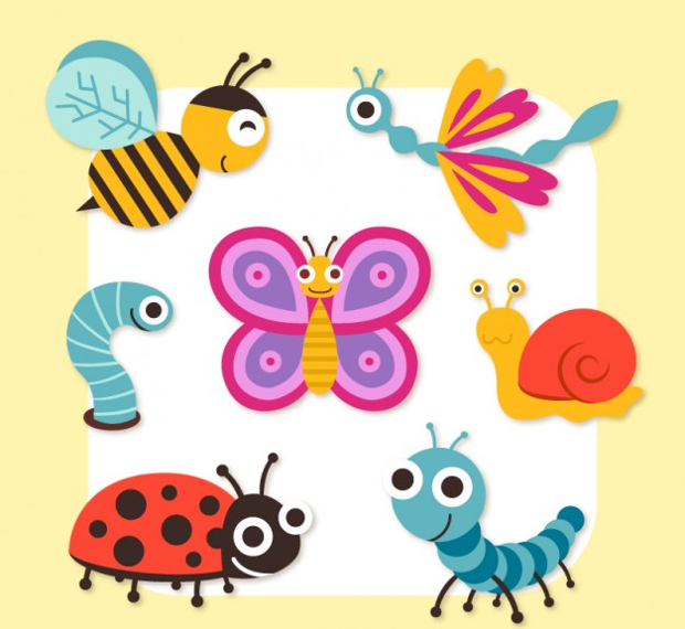 cute cartoon insects vector