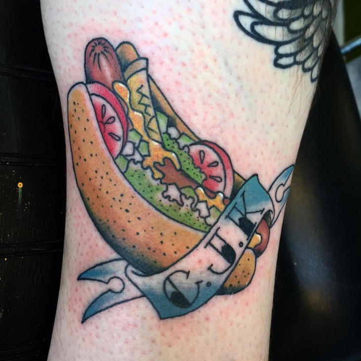 traditional hot dog tattoo