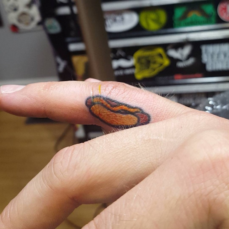 hot dog finger tattoo idea