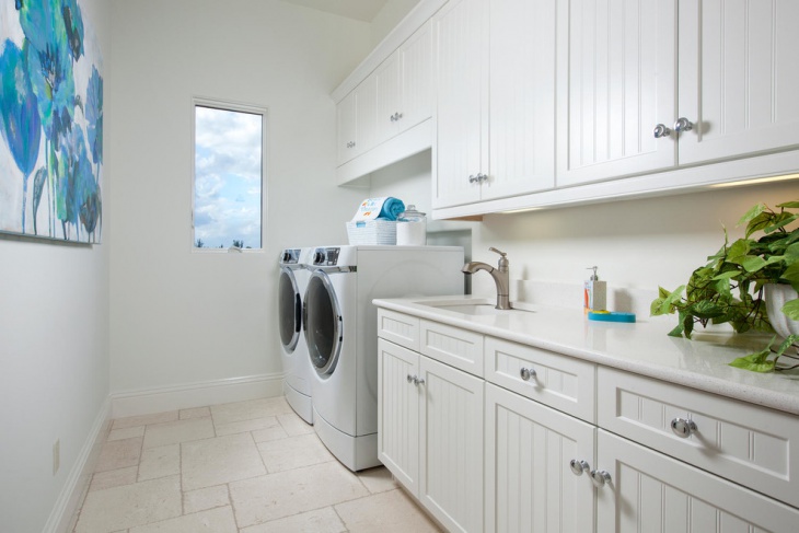white laundry room design