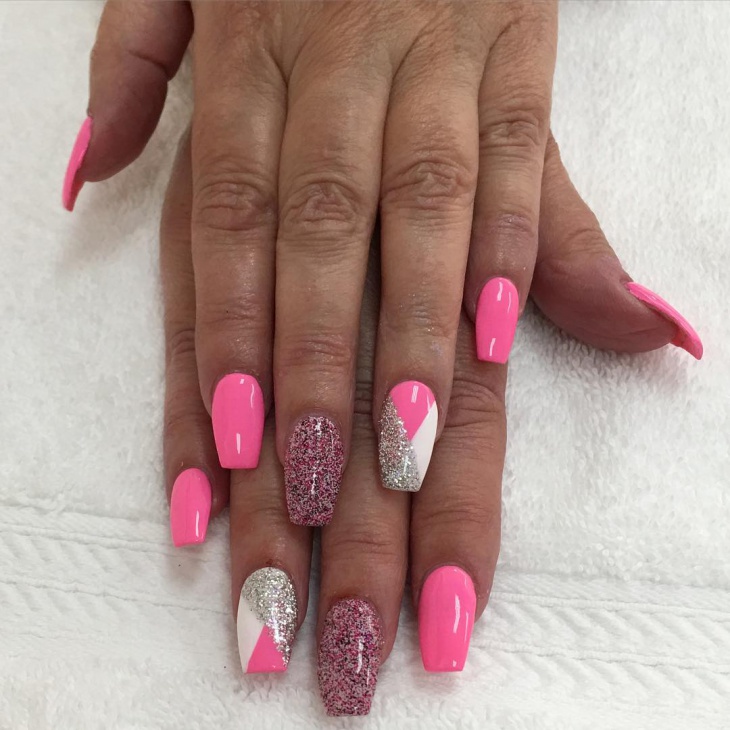 pink crystal nail design
