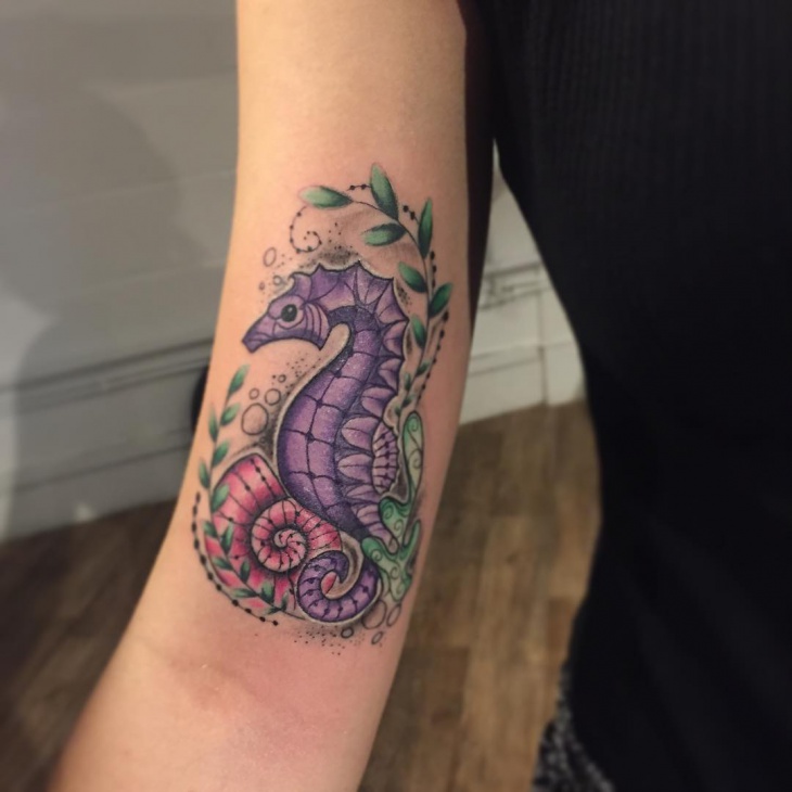 seahorse tattoo for forearm