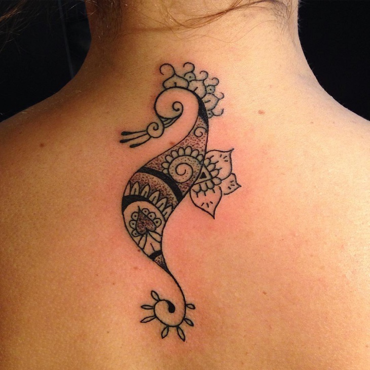 designed seahorse tattoo idea