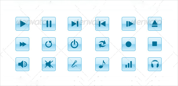 colorful multimedia player icon set
