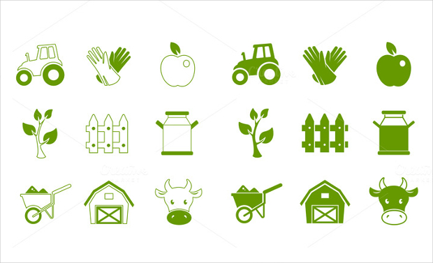 farm and agriculture icons set