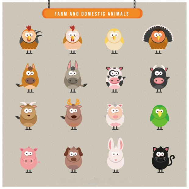 farm domestic animals icons