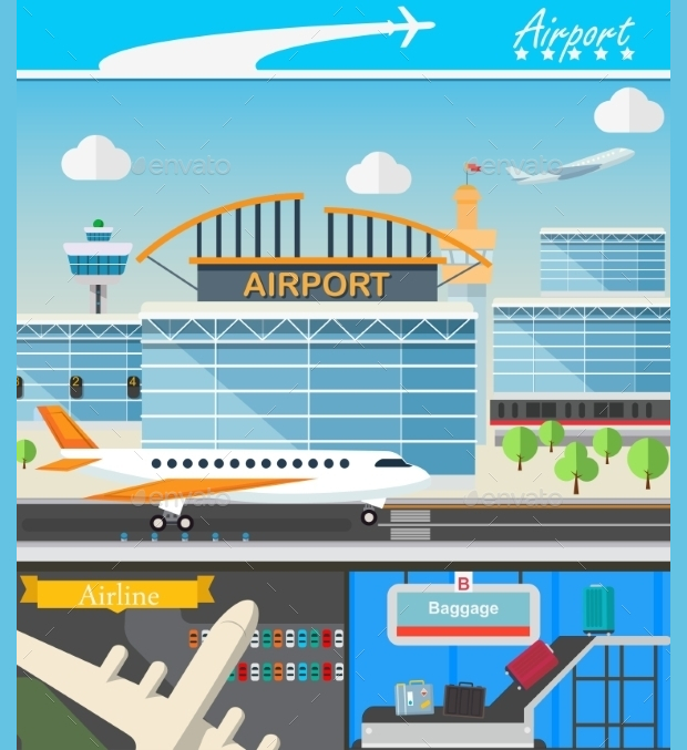 airport building and travel concept vector